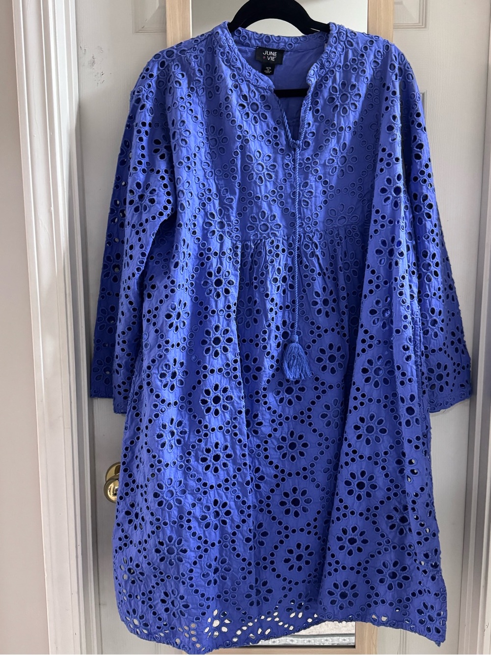 June +vie plus size Eyelet Long-Sleeve Dress nwt 14-16